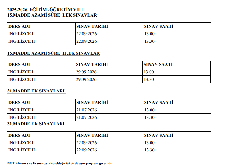 Sınav Programı